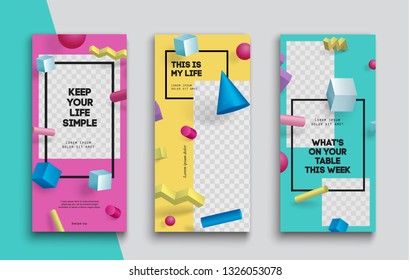 Trendy editable Instagram Stories template. Design  for social media.