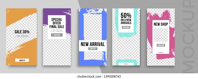 Trendy editable Instagram Stories template. Design  for social media. Big Sale