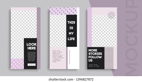Trendy editable Instagram Stories template. Design  for social media.