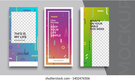 Trendy editable Instagram Stories template. Design  for social media.