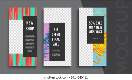 Trendy editable Instagram Stories template. Design  for social media.
