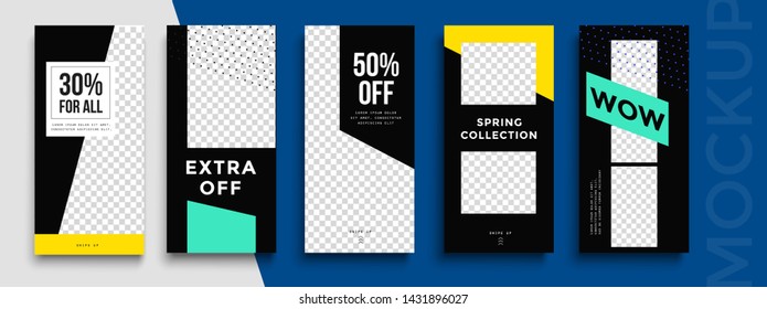 Trendy editable Instagram Stories template. Design  for social media.