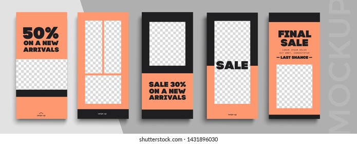 Trendy editable Instagram Stories template. Design  for social media.