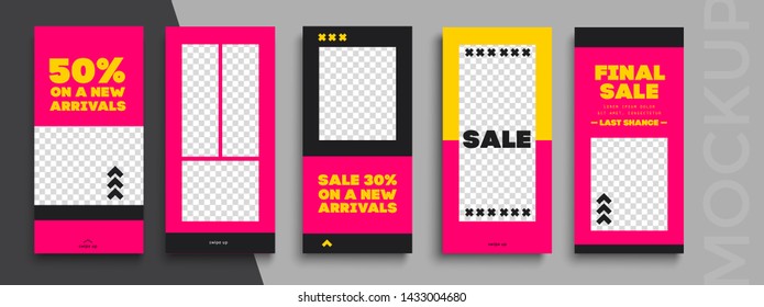 Trendy editable Instagram Stories template. Design  for social media.