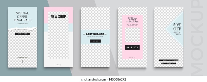 Trendy editable Instagram Stories template. Design  for social media. Sale