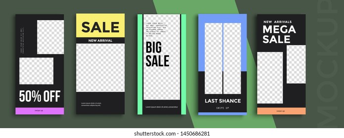 Trendy editable Instagram Stories template. Design  for social media. Sale