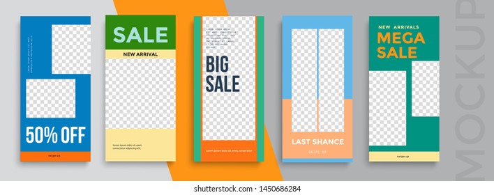 Trendy editable Instagram Stories template. Design  for social media. Sale
