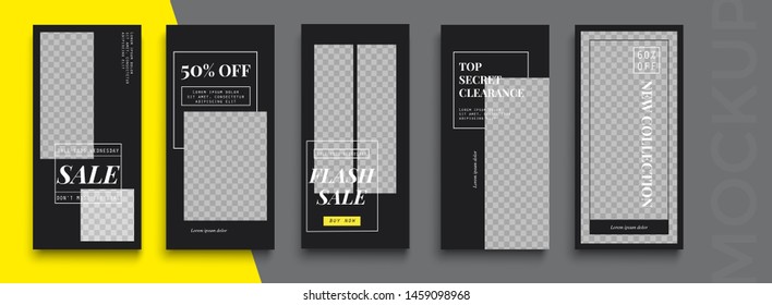 Trendy editable Instagram Stories template. Design  for social media. Sale
