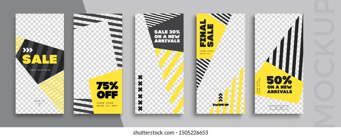 Trendy editable Instagram Stories template. Design  for social media. Sale