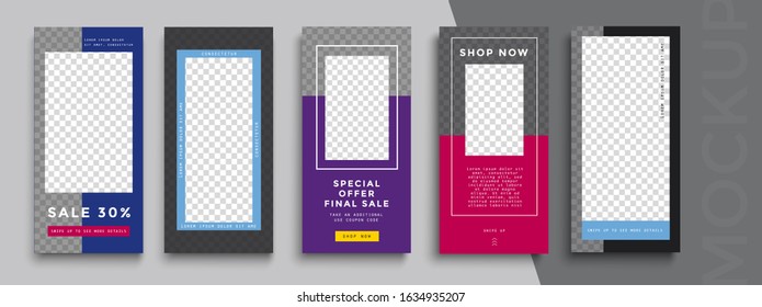 Trendy editable Instagram Stories template. Design  for social media. Sale