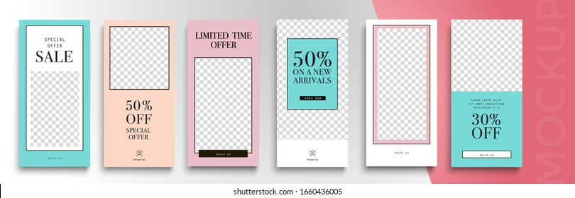 Trendy editable Instagram Stories template. Design  for social media. Sale