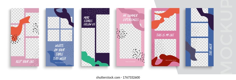 Trendy editable Instagram Stories template. Design  for social media.