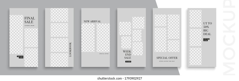 Trendy editable Instagram Stories template. Design for social media. Sa