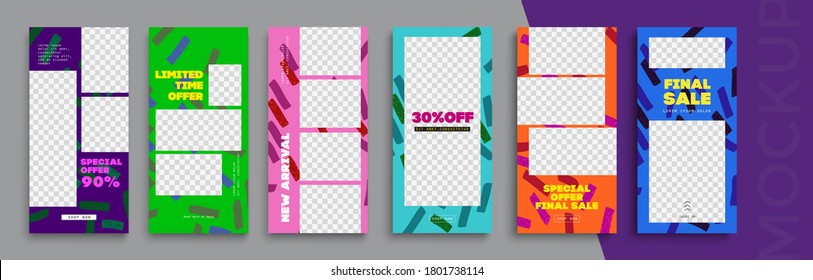 Trendy editable Instagram Stories template. Design  for social media.