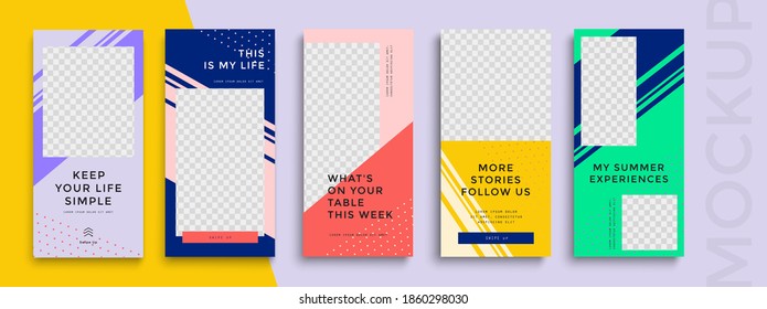 Trendy editable Instagram Stories template. Design  for social media.