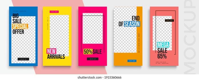 Trendy editable Instagram Stories template. Design  for social media. Flash Sale