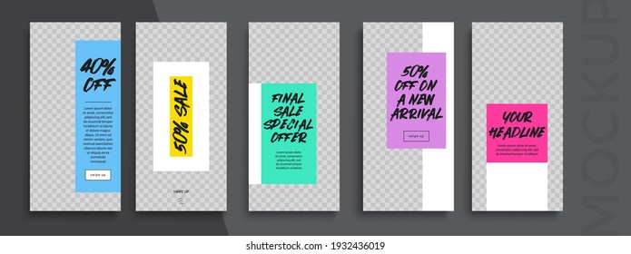 Trendy editable Instagram Stories template. Design  for social media.