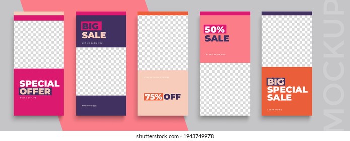 Trendy editable Instagram Stories template. Design  for social media. Flash Sale