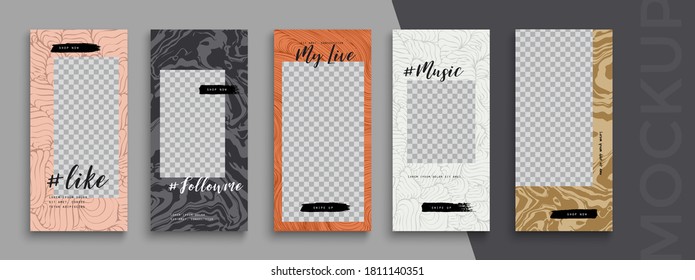 Trendy editable Instagram template for social networks stories, vector illustration. Design backgrounds for social media.