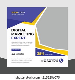 Trendy Editable Professional digital business agency marketing social media post and banner template design.