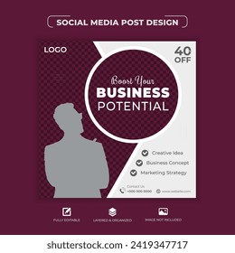 Trendy Editable Professional digital business marketing agency promotion social media and banner template design. Promotion Corporate advertising Web Banner Ads Stories flyer poster vector, webinar