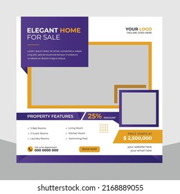 Trendy Editable real estate house sale and home rent advertising geometric modern square Social media post banner layouts set for digital marketing agency. Business elegant Promotion template design. 