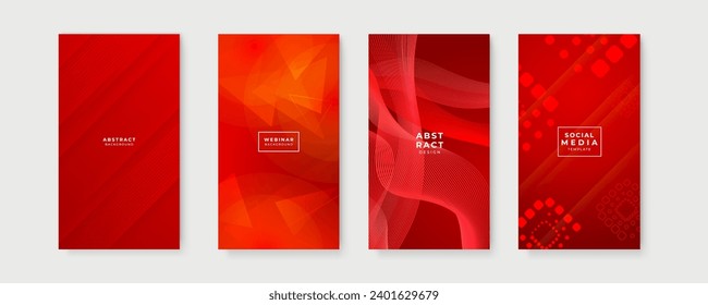 Trendy editable red background template for social networks stories, vector illustration. Design backgrounds for social media.