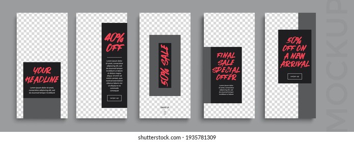 Trendy editable Sale Stories template. Design  for social media.