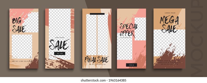 Trendy editable Sale Stories template. Design  for social media.