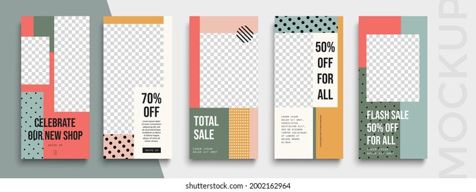 Trendy editable Sale Stories template. Design  for social media.