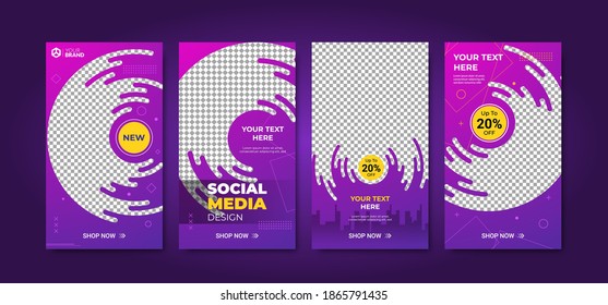 Trendy editable social media story banner. Modern advertisement post template. Stylish gradient background. Suitable for fashion post content, gaming poster, music festival, and digital marketing.