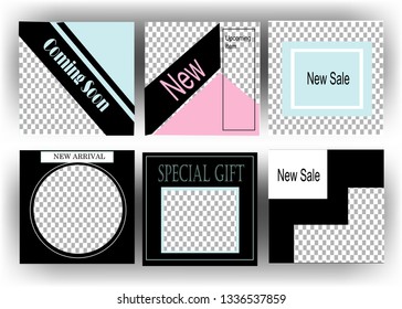 trendy Editable square abstract geometric banner template for social media post Promo Brand Fashion. Stories. Streaming