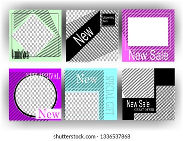trendy Editable square abstract geometric banner template for social media post Promo Brand Fashion. Stories. Streaming