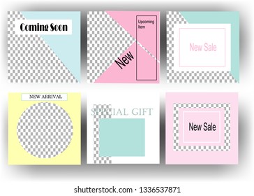 trendy Editable square abstract geometric banner template for social media post Promo Brand Fashion. Stories. Streaming