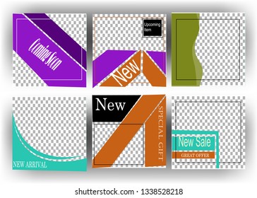 trendy Editable square abstract geometric banner template for social media post Promo Brand Fashion. Stories. Streaming