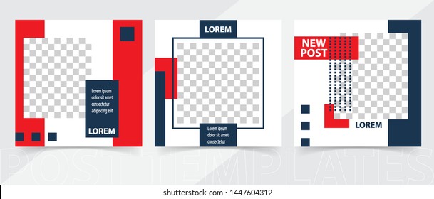 Trendy editable square template for social networks posts, vector illustration. Design backgrounds for social media.