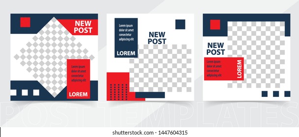 Trendy editable square template for social networks posts, vector illustration. Design backgrounds for social media.