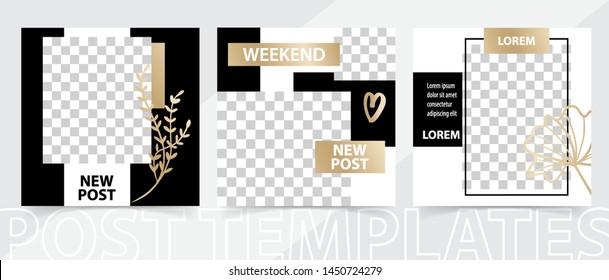 Trendy editable square template for social networks posts, vector illustration. Design backgrounds for social media.