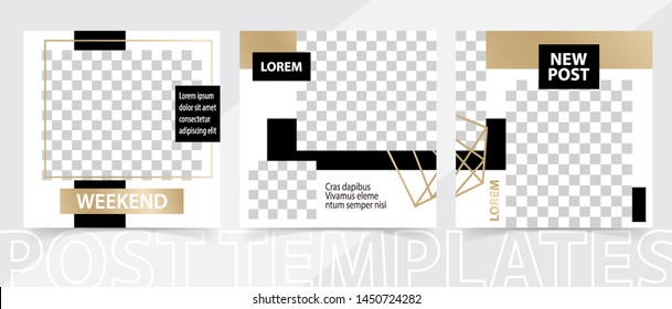 Trendy editable square template for social networks posts, vector illustration. Design backgrounds for social media.