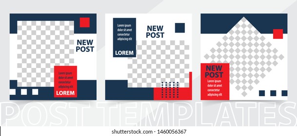 Trendy editable square template for social networks posts, vector illustration. Design backgrounds for social media.