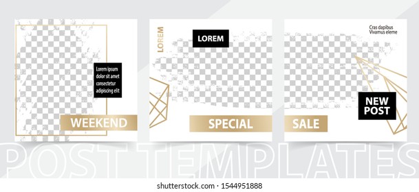 Trendy editable square template for social networks posts, vector illustration. Design backgrounds for social media.