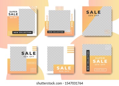 Trendy editable square template for social networks posts, vector illustration. Design backgrounds for social media.