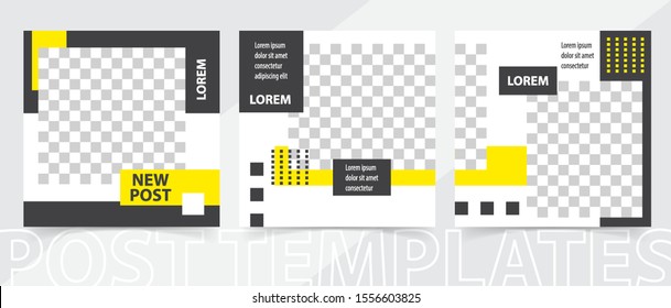 Trendy editable square template for social networks posts, vector illustration. Design backgrounds for social media.