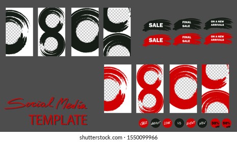 Trendy editable Stories template. Design for social media. Vector