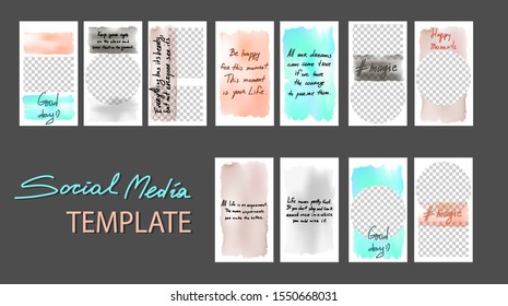 Trendy editable Stories template. Design for social media. Vector. INSPIRING LIFE QUOTES 