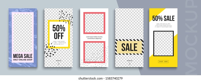 Trendy editable Stories template. Design  for social media. Flash Sale