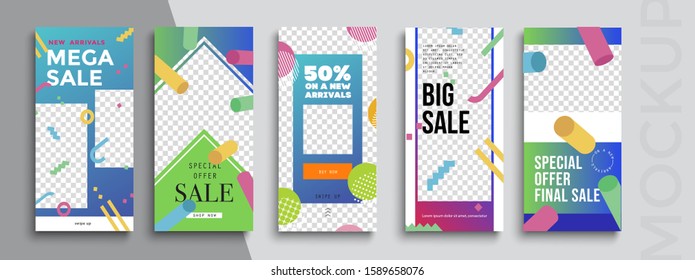 Trendy editable Stories template. Design  for social media. Frash Sale