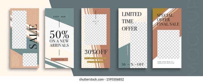Trendy editable Stories template. Design  for social media. Sale