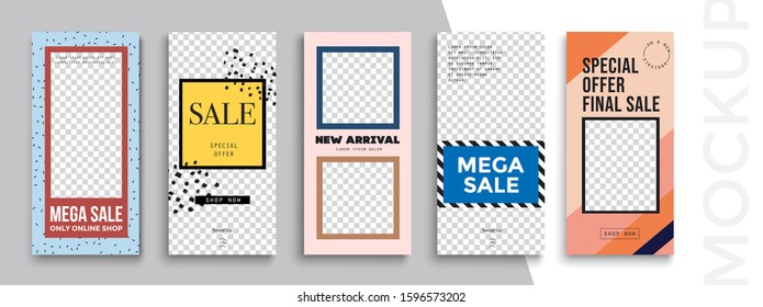 Trendy editable Stories template. Design  for social media. Sale