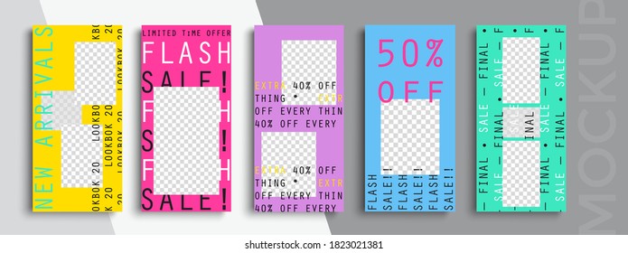 Trendy editable Stories template. Design  for social media. Flash Sale